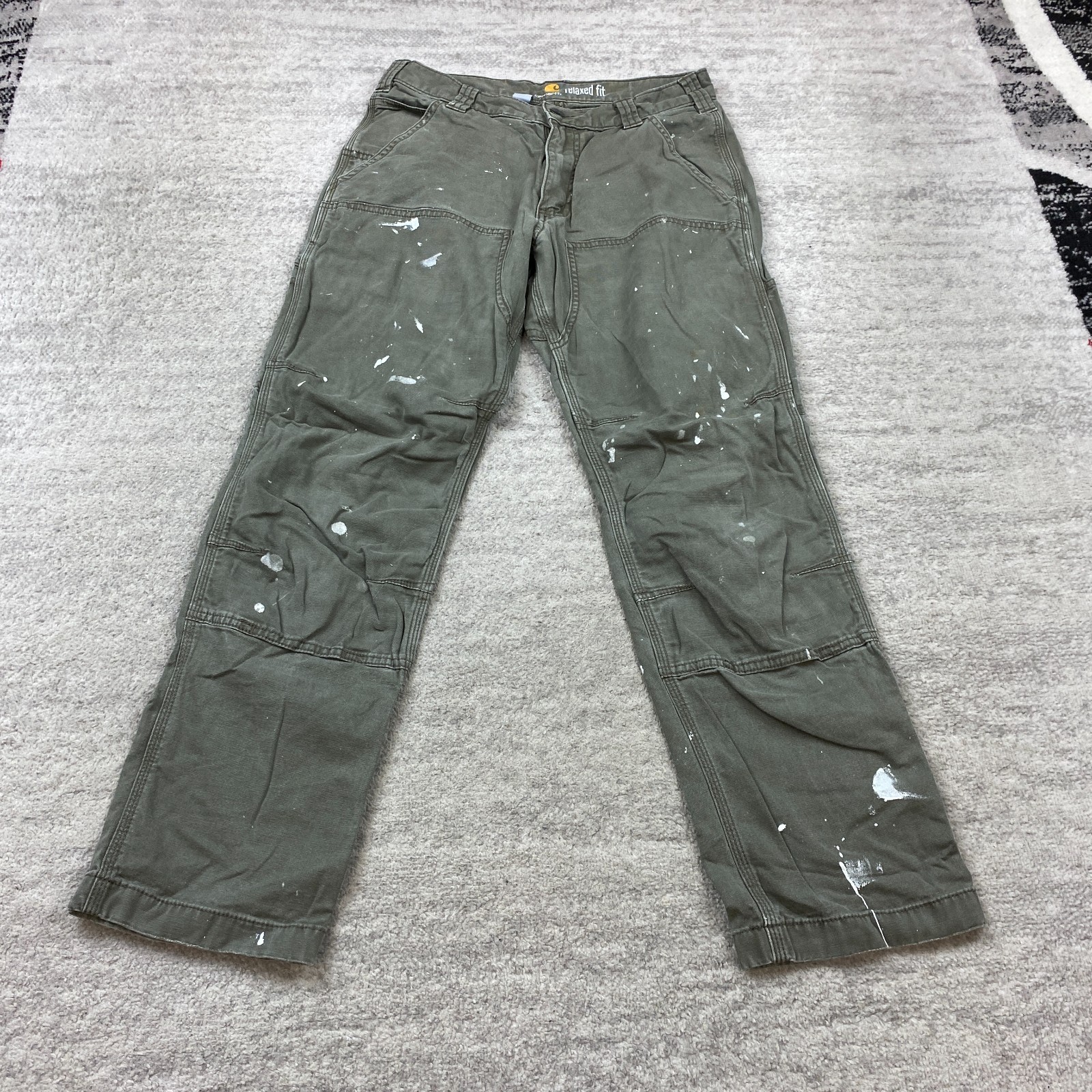 Carhartt 102802 Canvas Double Knee Pants 30 Green Y2K Workwear Rigby Mens 30×30