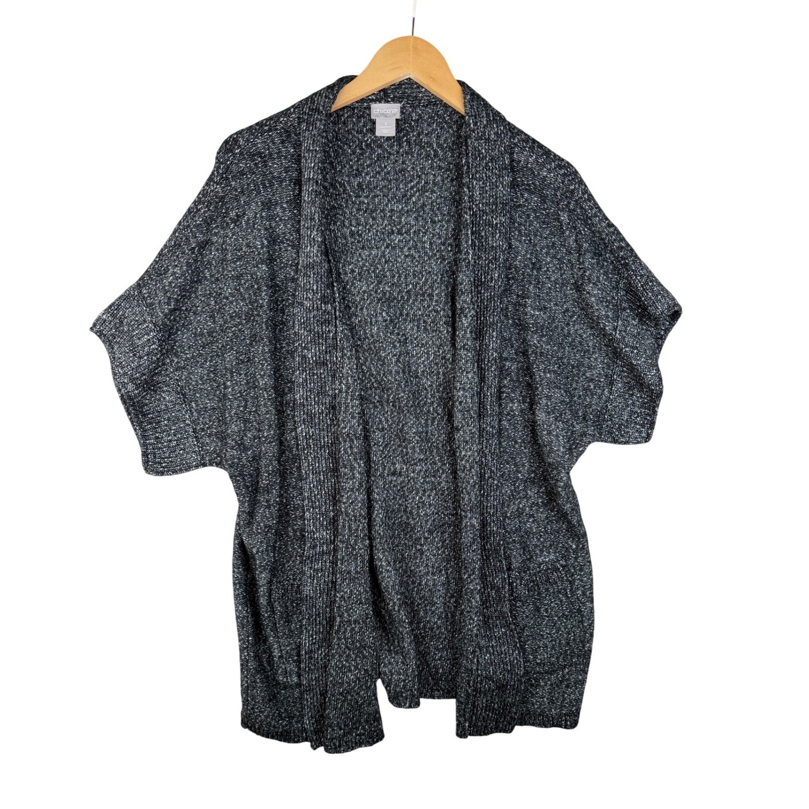 Chico’s Women’s Cable Knit Gray Open Front Cardigan Size 3 (US XL)