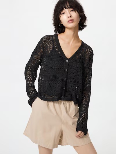 UNIQLO Crochet V-Neck Cardigan S-3XL Long-Sleeve Sheer Short Women 485724 NWT