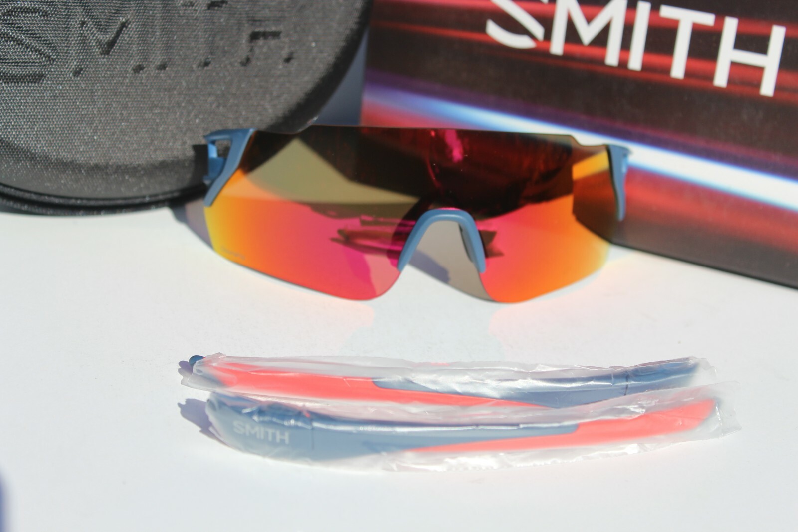 SMITH OPTICS Attack Max Sunglasses ChromaPop Matte Blue/Red Mirror 2 Lens NEW