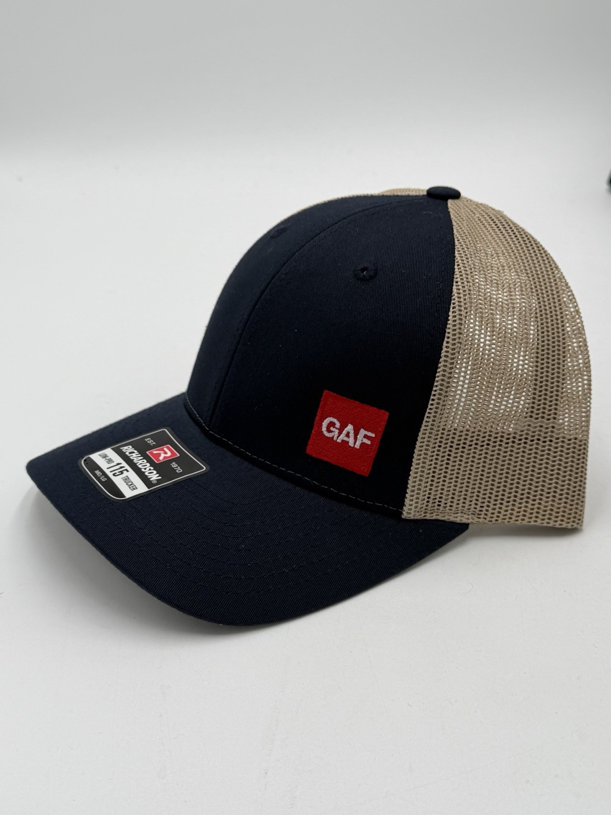 GAF Snapback Trucker Hat Blue One Size Adjustable Mesh Back 6 Panel Richardson