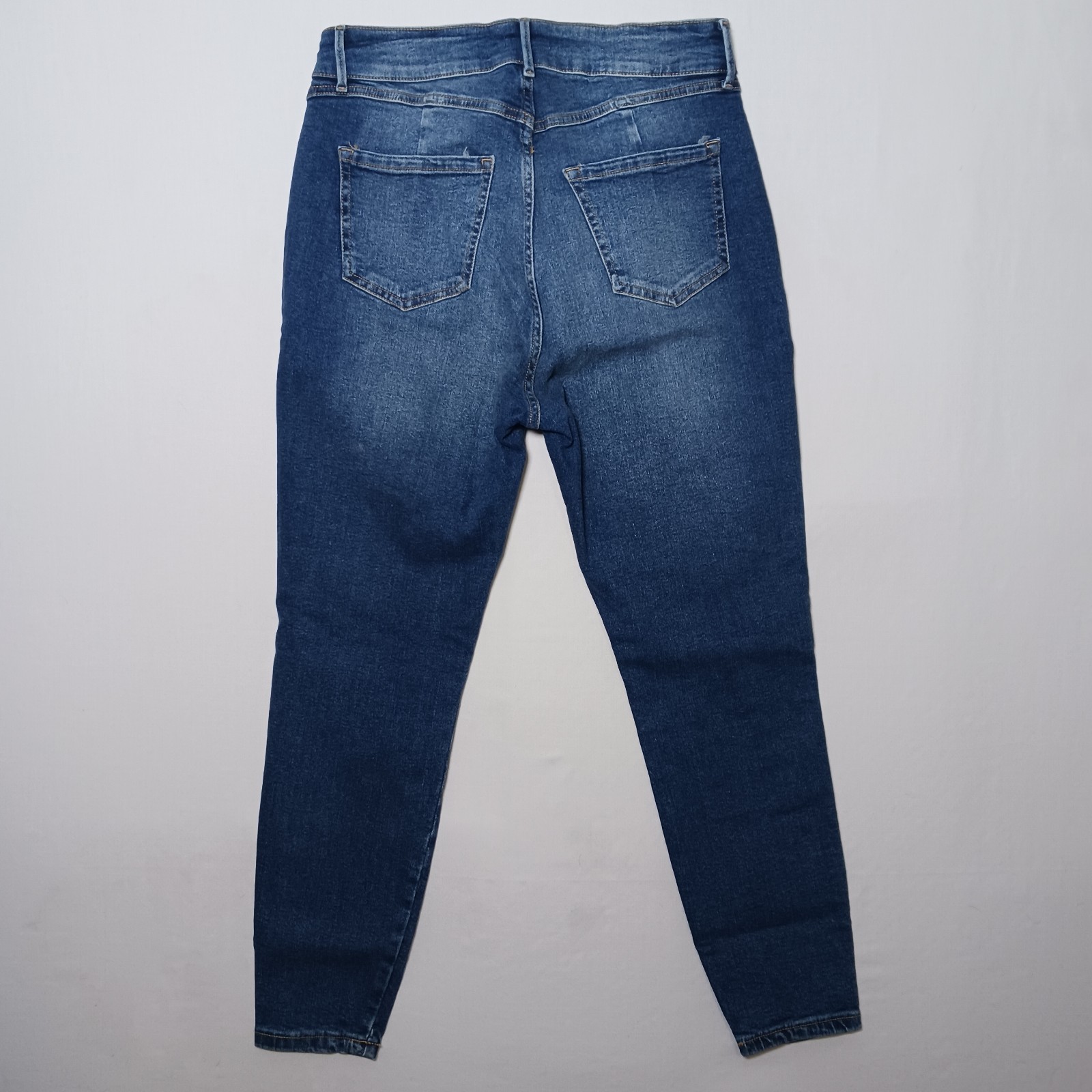 Forever 21 Premium Womens High Waist Tapered Leg Jeans 12 Dark Blue 31X28