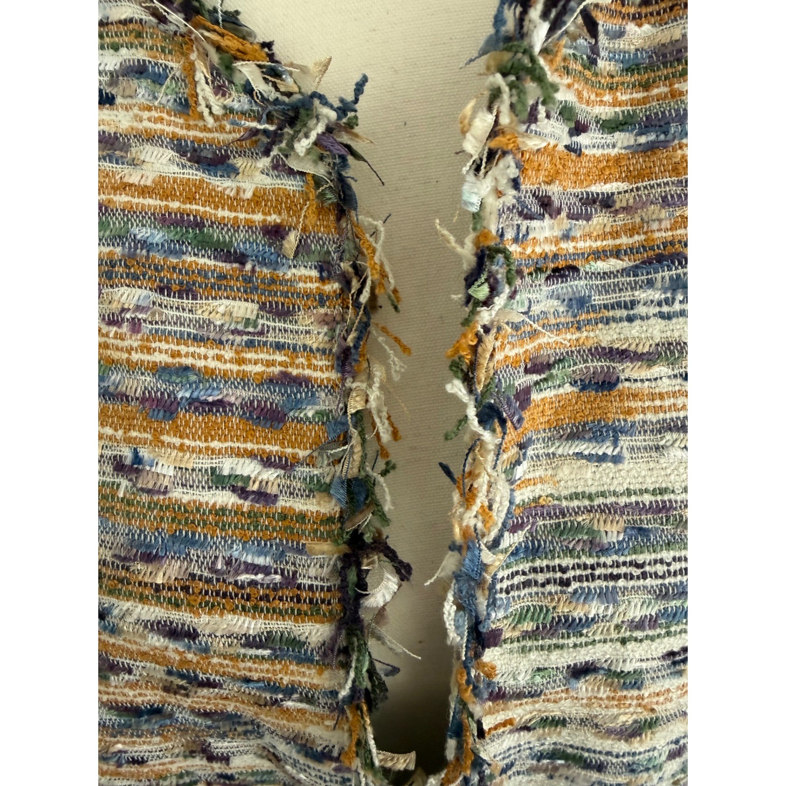 Alfred Dunner Jacket Women 18P Multi Color Excellent Tweed Fringed Open Front