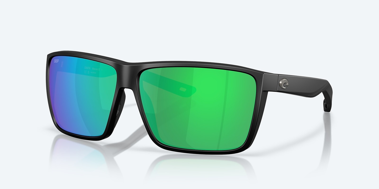 Costa Del Mar Rincon II Matte Black/Green Mirror 580P Polarized 64 mm Sunglasses