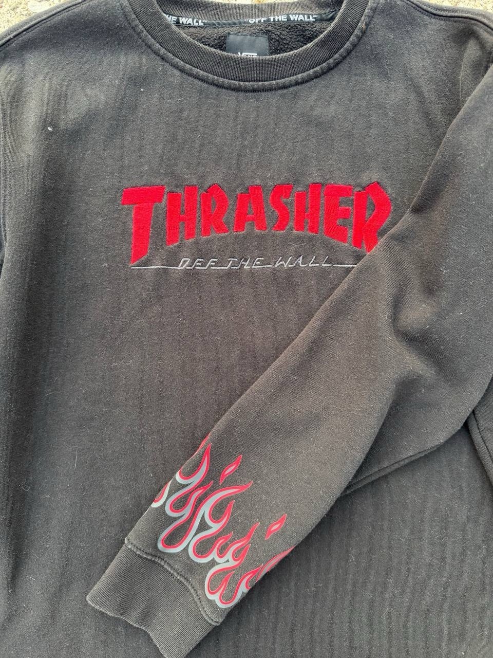 VANS x Thrasher Off The Wall Big Kids Pullover Crewneck Sweatshirt Black XL