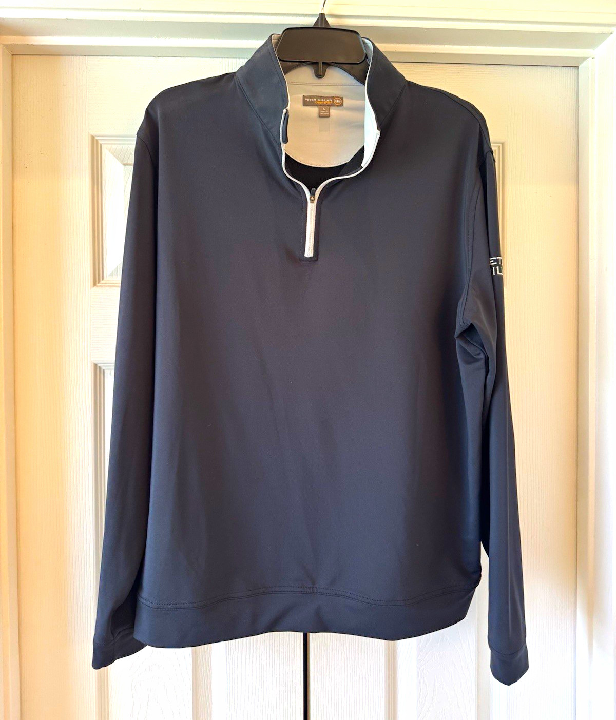Peter Millar Crown Sport Men’s L Black 1/4 Zip Mock Neck Golf Pullover