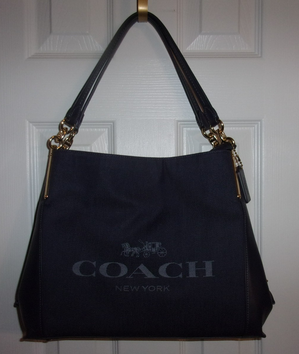 Coach Lori C0670 Shoulder Bag in Deep Navy Soft Leather &Canvas