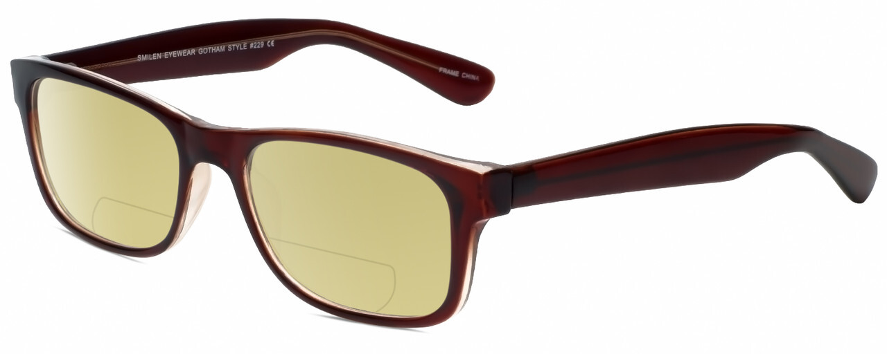 Gotham Style 229 Men Designer Polarized BIFOCAL Reading Sunglasses in Brown 60mm