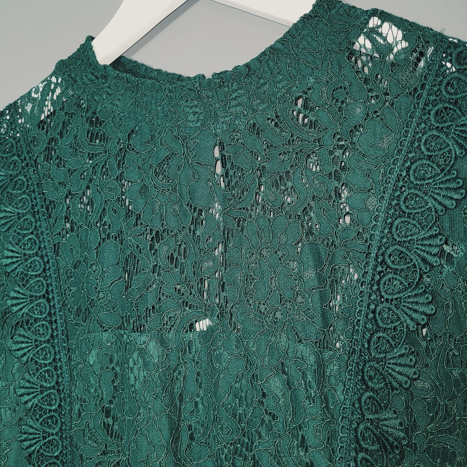 BNWT NEW DOROTHY PERKINS DRESS 16 DARK GREEN CROCHET FLORAL SHIFT PARTY WD62