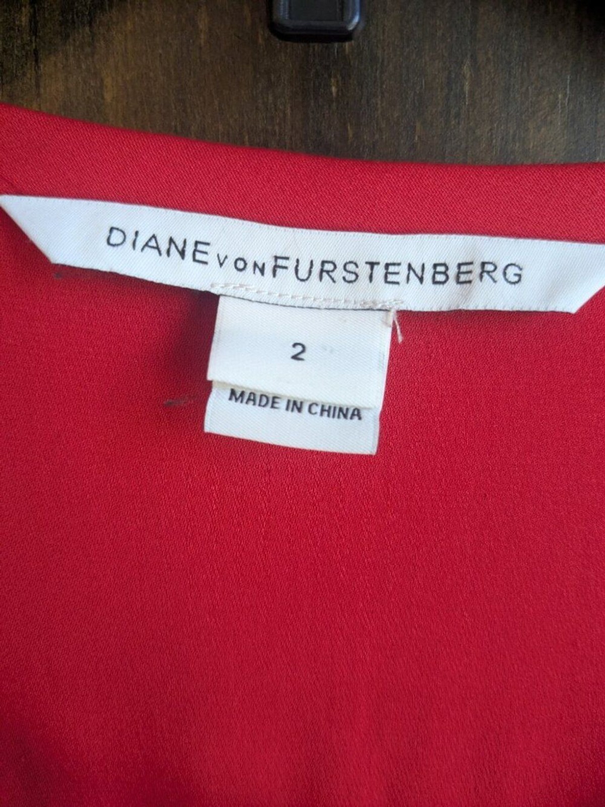 Diane von Furstenberg Red Tie‑Neck Blouse – Size 2