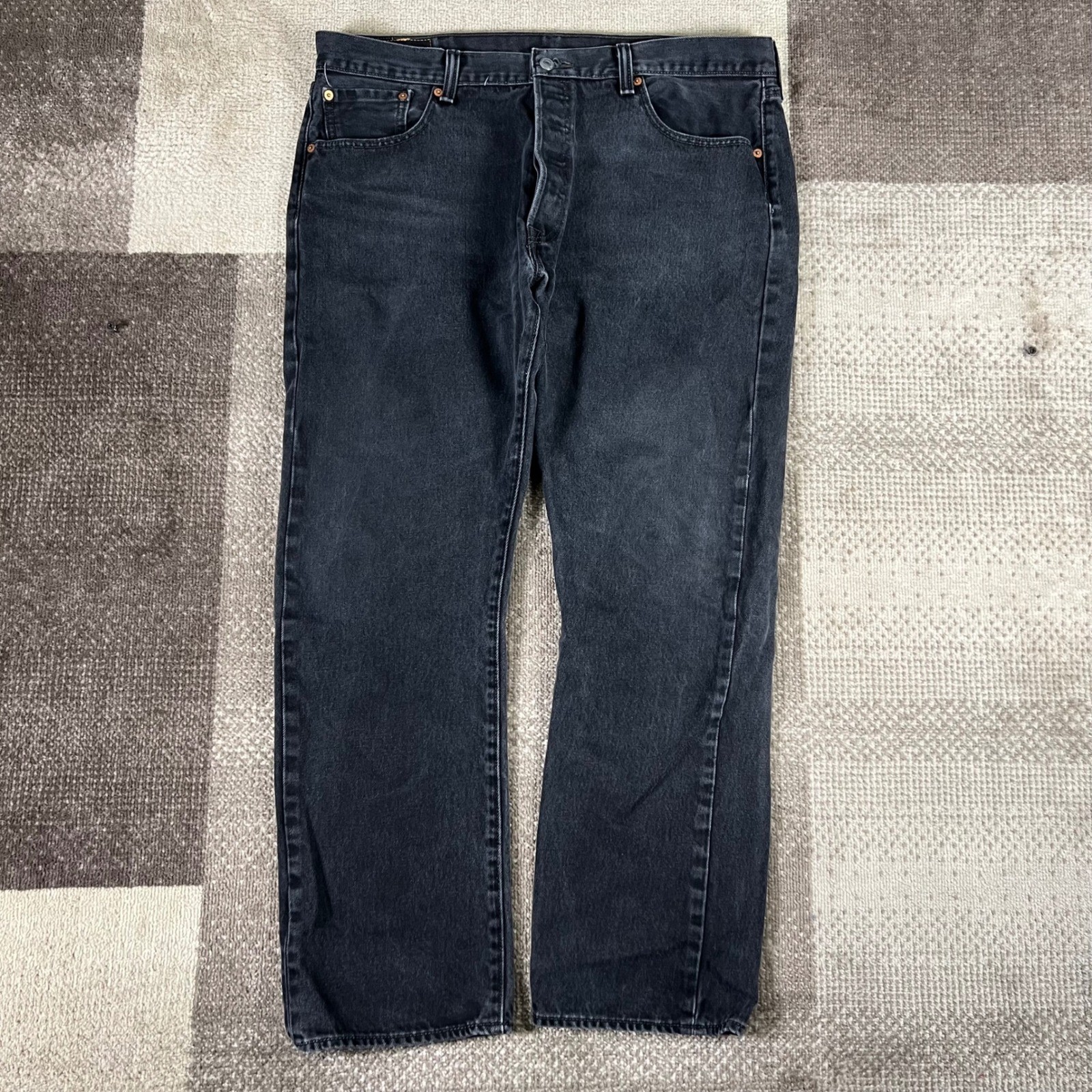 Levi’s 505 Regular Fit Classic Straight Leg Black Denim Jeans Mens 38X30