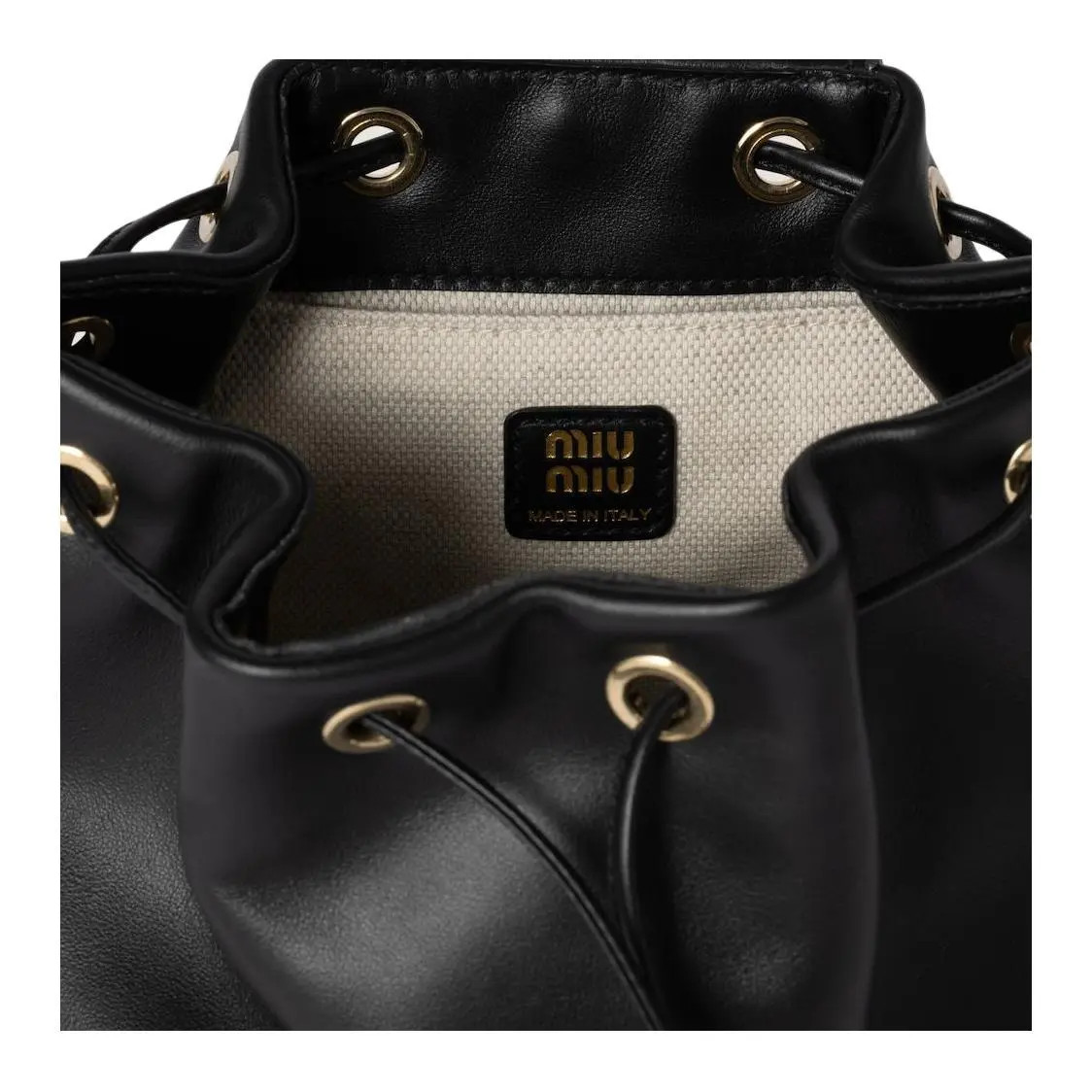 MIU MIU Engraved Logo Backpack Unisex Black 7×4.5×8.6 in