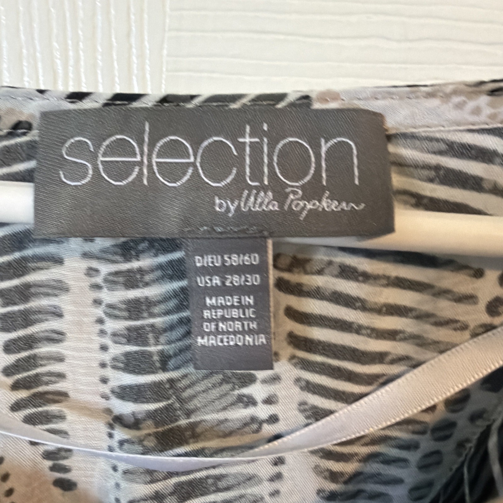 SELECTION BY ULLA POPKEN ~ WHITE WITH BLACK LEAVES TUNIC Kaftan DRESS 28/30 (9)