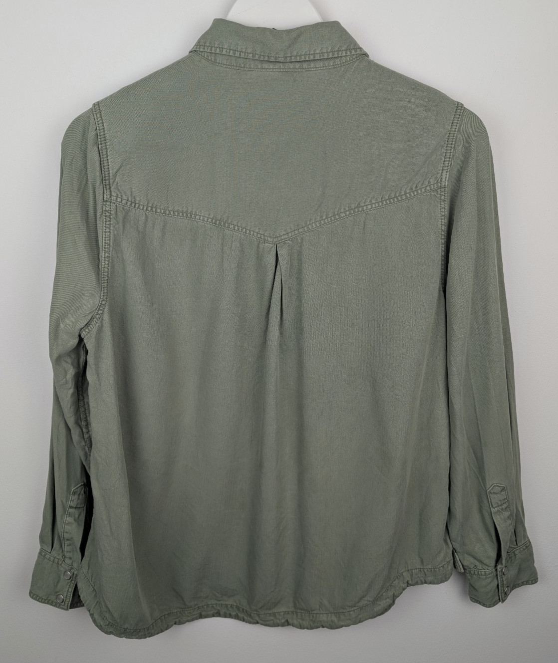 M&S Collection Lyocell Shirt | Womens UK 14 | Light Khaki Green Utility Blouse