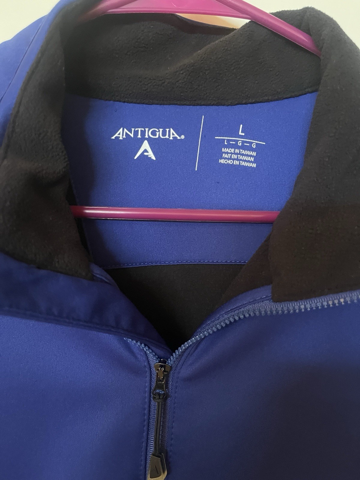 Antigua Blue with Black Fleece Lining Full Zip Jacket Size L