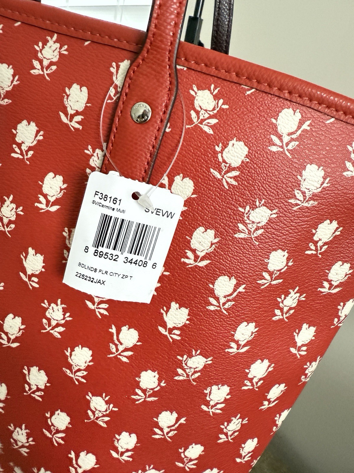NWT Coach CITY ZIP TOTE IN CARMINE MULTI FLORAL PRINT COATED CANVAS F38161