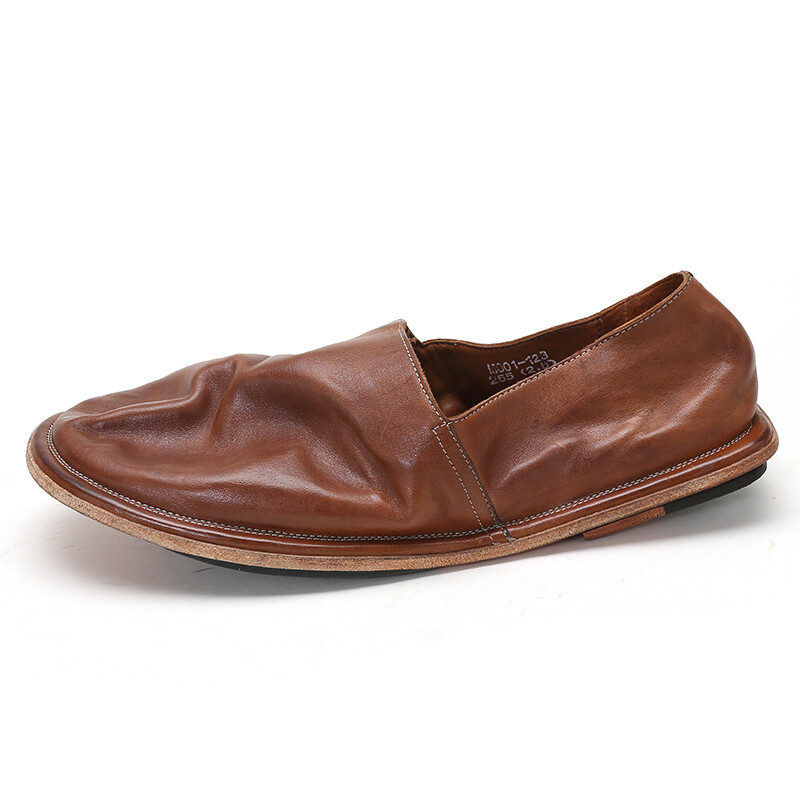 Japanese Style Handmade Men’s Slip on Loafers Real Leather Flats Shoes Casual Sz