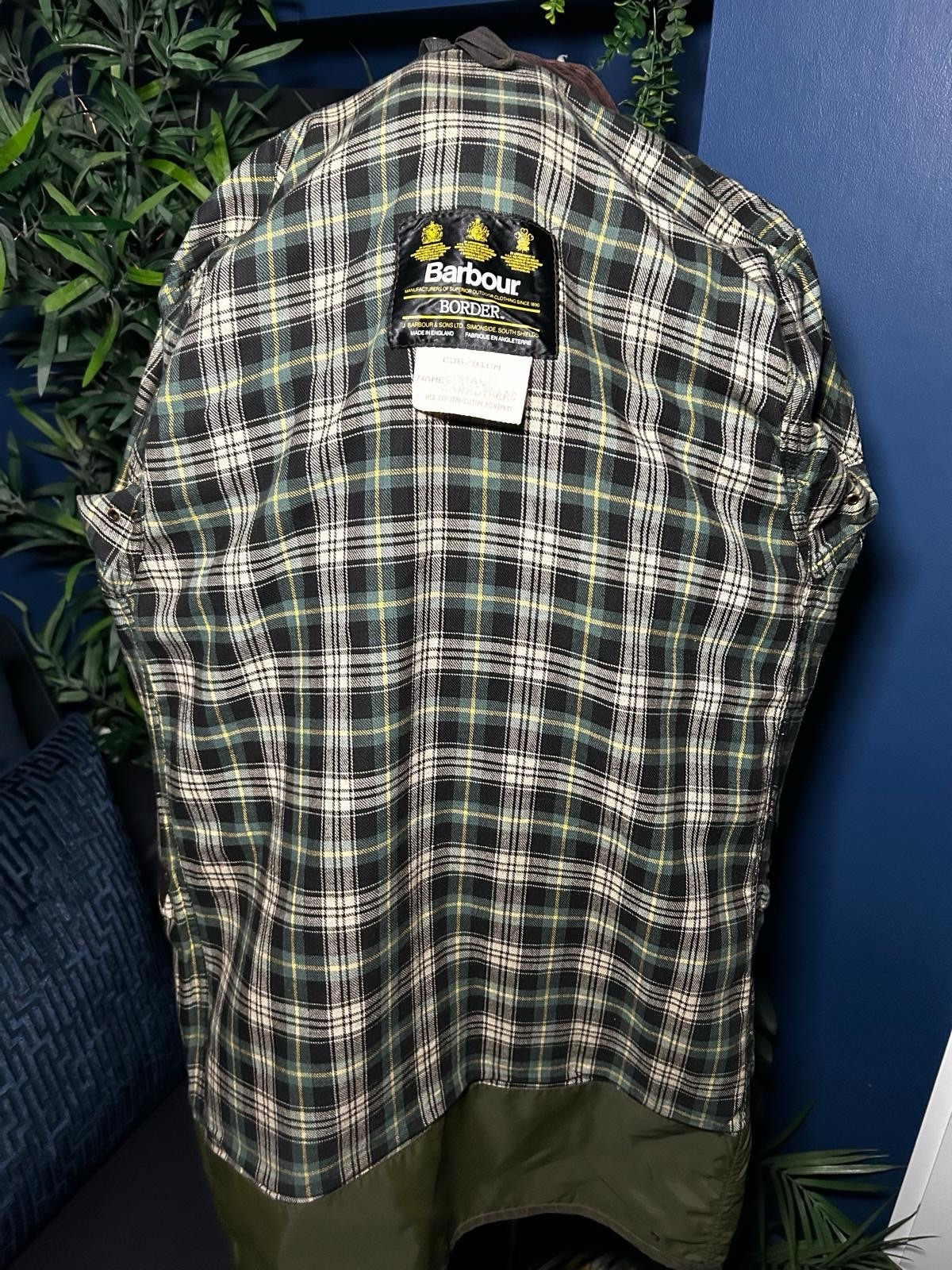 Vintage 1988 Barbour Border A200 C36 Wax Jacket Coat Green Mens Small Medium 96