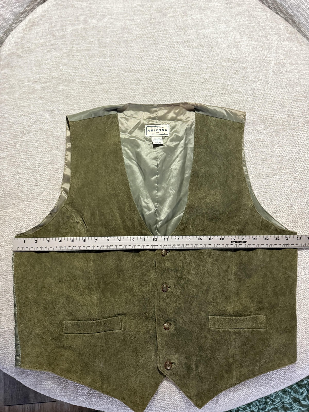 Arizona Jean Company Vest Mens XL Green Suede Dress Waistcoat Western Casual