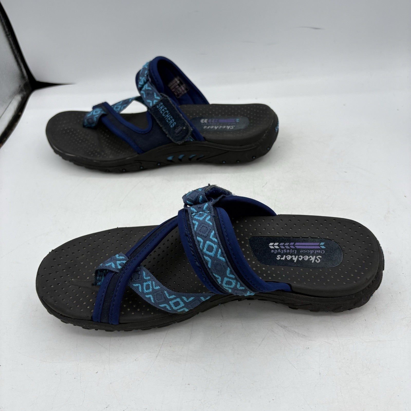 Skechers Sandals Womens Size 8 Reggae Trailway Outdoor Lifestyle Blue Adj Strap