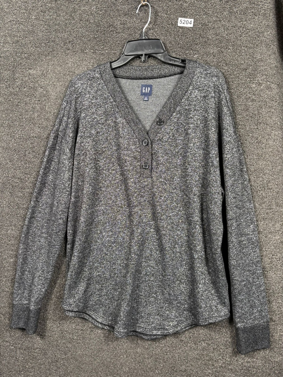Gap Sweater Womens Size L Tall Long Sleeve Henley Gray Super Soft