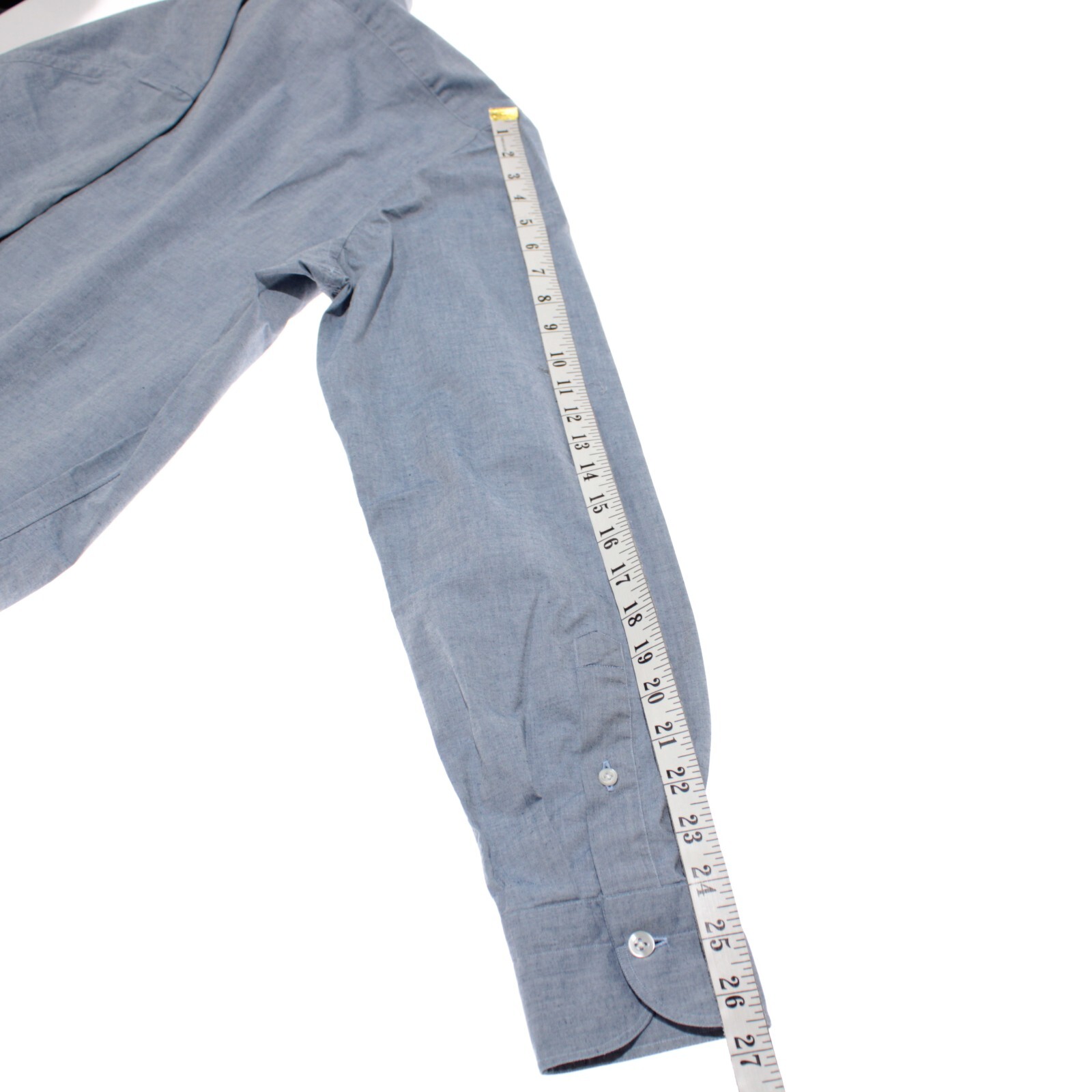 Boglioli NWT Casual Button Down Shirt Size 17 43 In Solid Blue Light Chambray