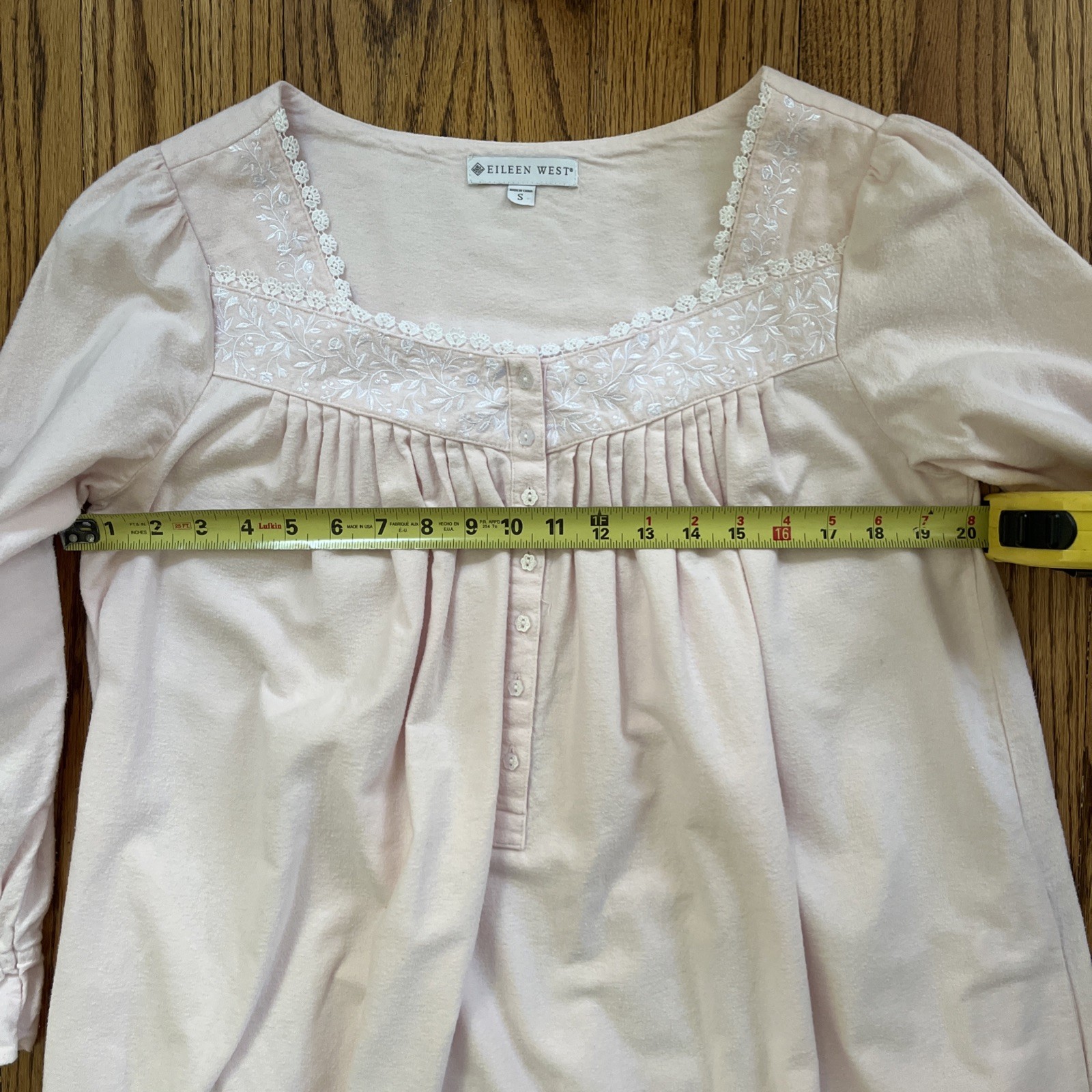 Eileen West Pink 100% Cotton Flannel Long Pink Ballet Nightgown Sz S Cottagecore