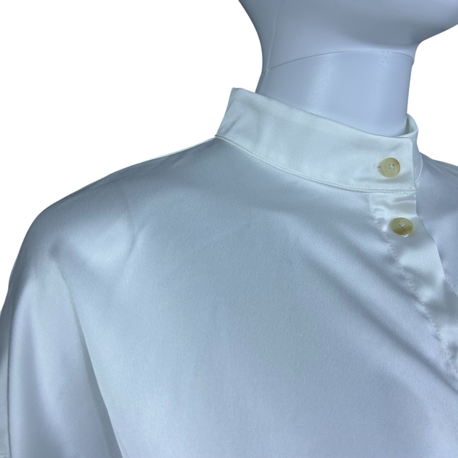 Kallmeyer Appartement Ballon Satin Button Down Shirt Size 4 Quiet Luxury Blouse