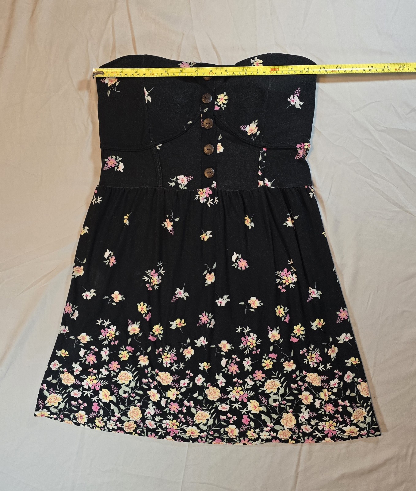 No Boundaries Floral Strapless Button Front Juniors L 11-13 Y2K Style Aesthetic