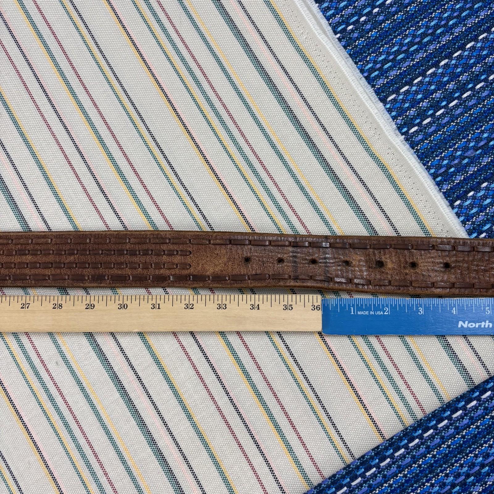 Western Leather Belt Mens 32 Brown Italian Braided B Initial Silver Oval Buckle