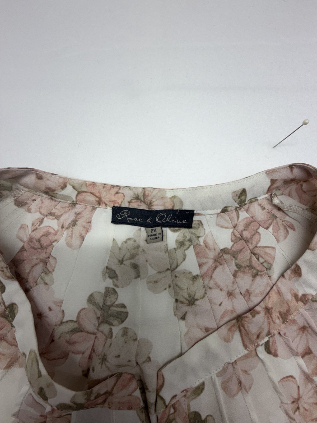 Rose + Olive Womens Tunic Size 2XL Multicolor Floral 3/4 Sleeve V-Neck