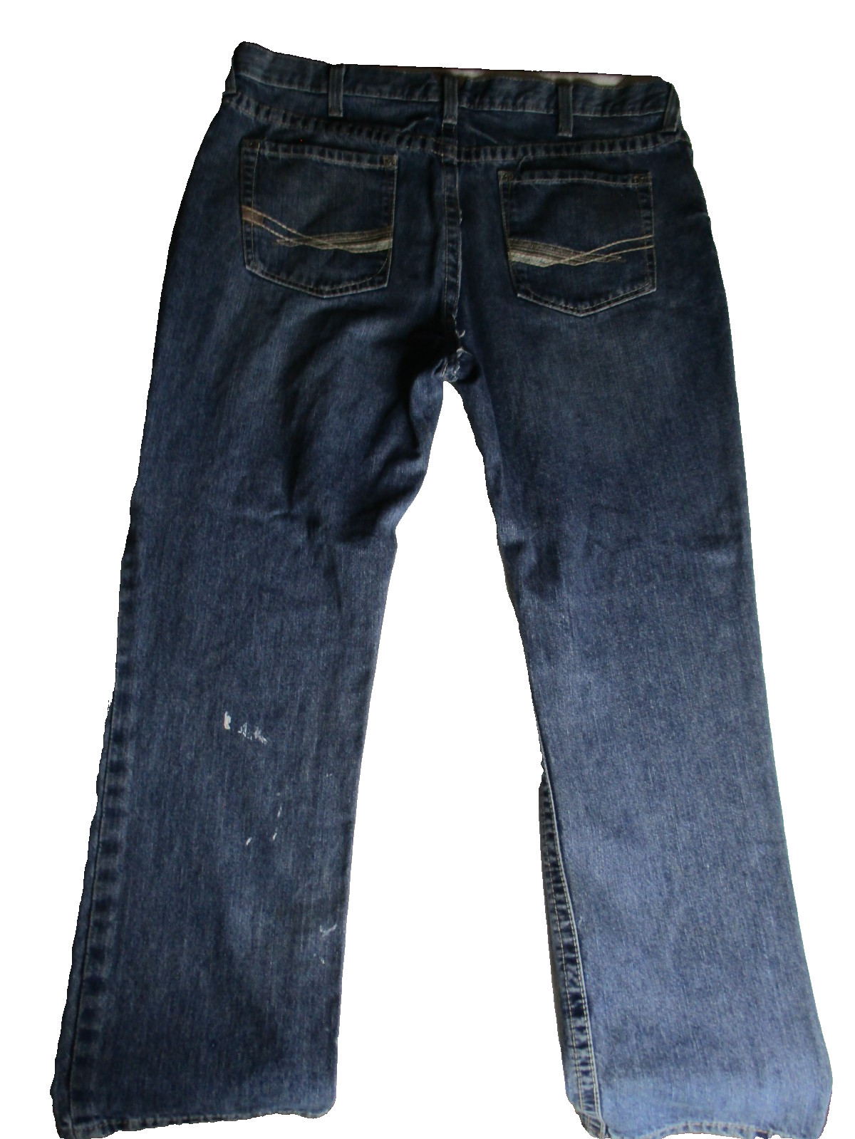 Ariat M2 Denim Jeans Men’s 40×32 Blue Relaxed Boot Cut Med Wash Whiskers Stained