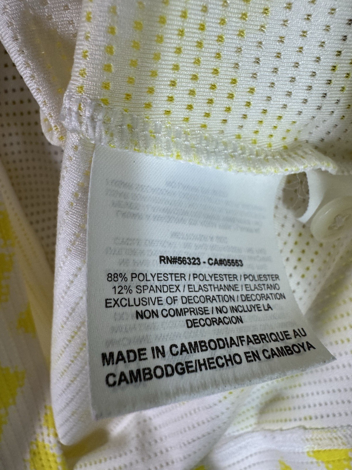 Nike Dri-FIT Mesh Sleeveless Golf Polo, White Yellow Geo Patter Small NWOT
