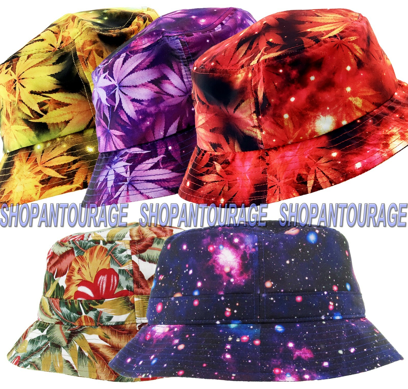 Kbethos Unisex Bucket Hat | Galaxy Floral Leaf Tropical Unisex Summer Bucket Hat