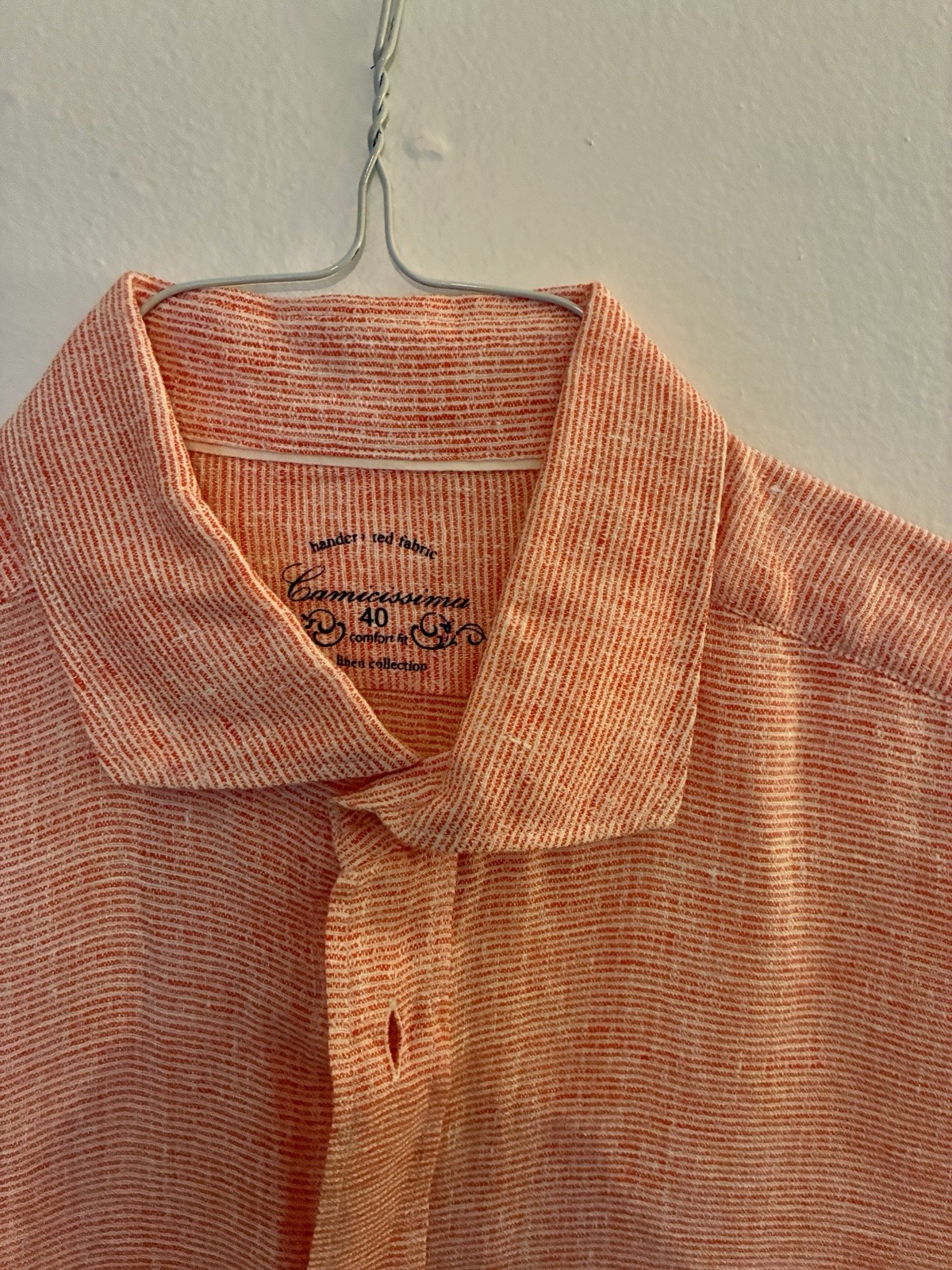 Luxe Camicissima men’s button-down Orange Texture size 40 (15 1/2 US) 100% Linen