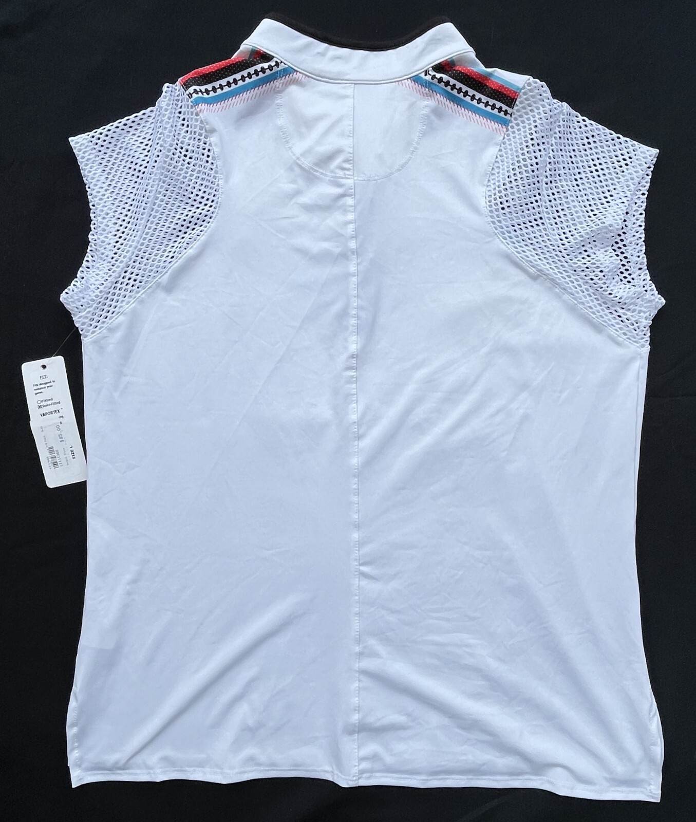 LUCKY IN LOVE Vaportex 1/4 Zip Mesh Cap Sleeve Tennis Top Womens L (12) *NEW*
