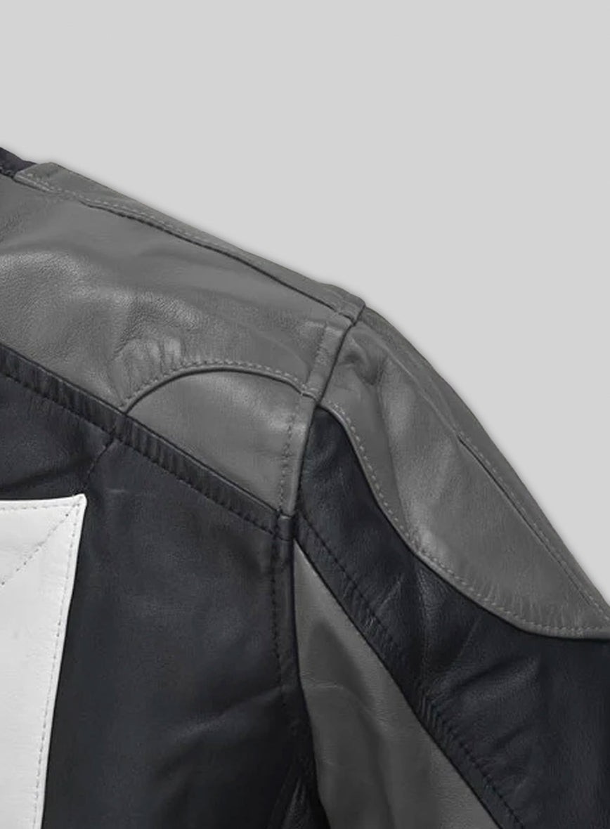 Men’s White Striped Black Leather Jacket Lambskin Handmade S M L XL 2XL 3XL NEW