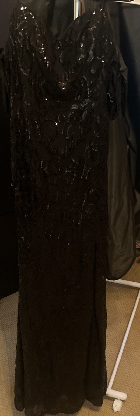 Black sequins off shoulder dress