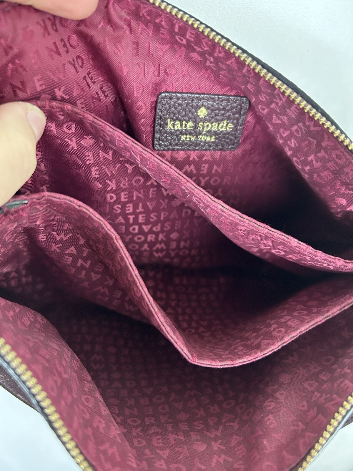 Kate Spade Burgundy Wine Small Crossbody Purse Handbag 10x7x3 Flaw Repair Needs