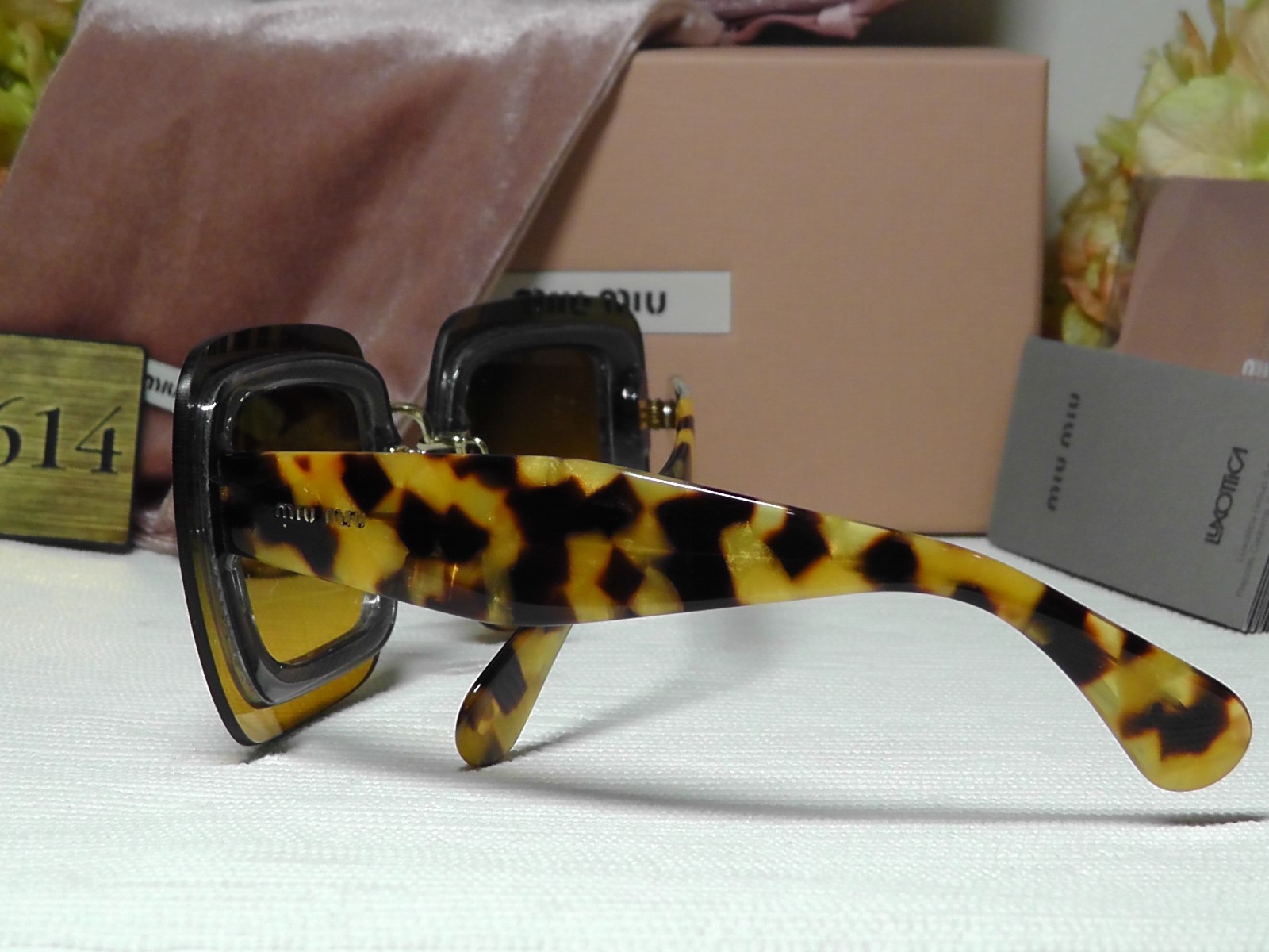 MIU MIU MU01RS67 Light Havana Glitter Frame Yellow Lens 67 17 140**ITALY***NIB**