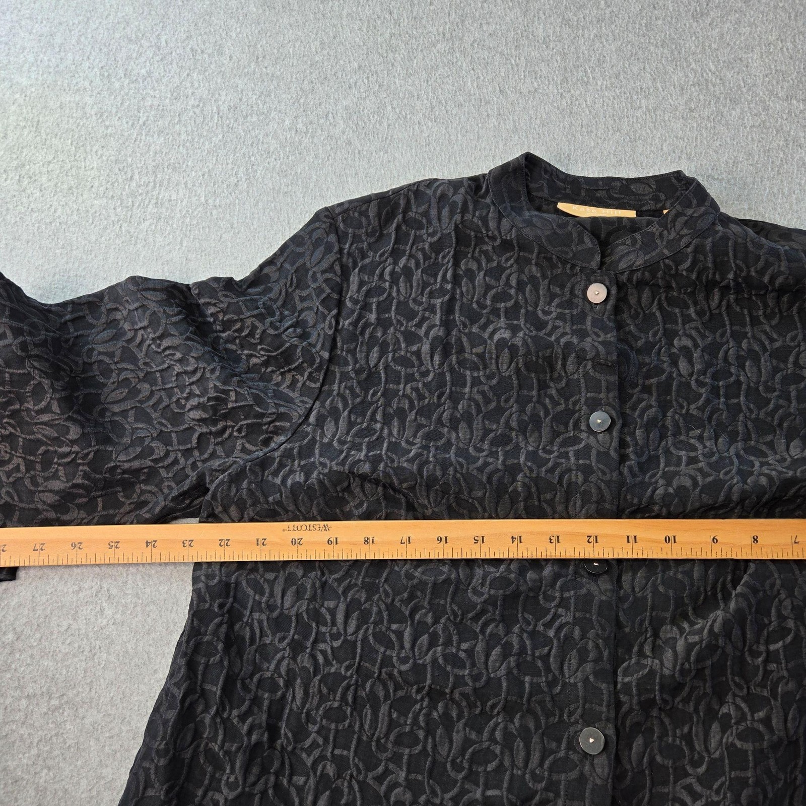 Kate Hill Jacket Womens 14W Black Silk Blend Crepe Collared Button Relaxed