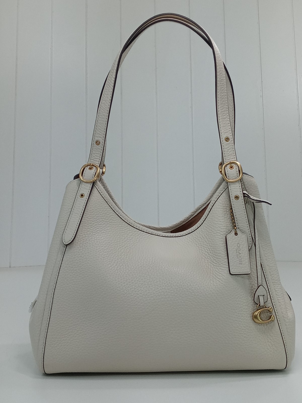 Coach Lori Shoulder Bag Purse Ivory Chalk Pebbled Leather Bag No Dust Bag