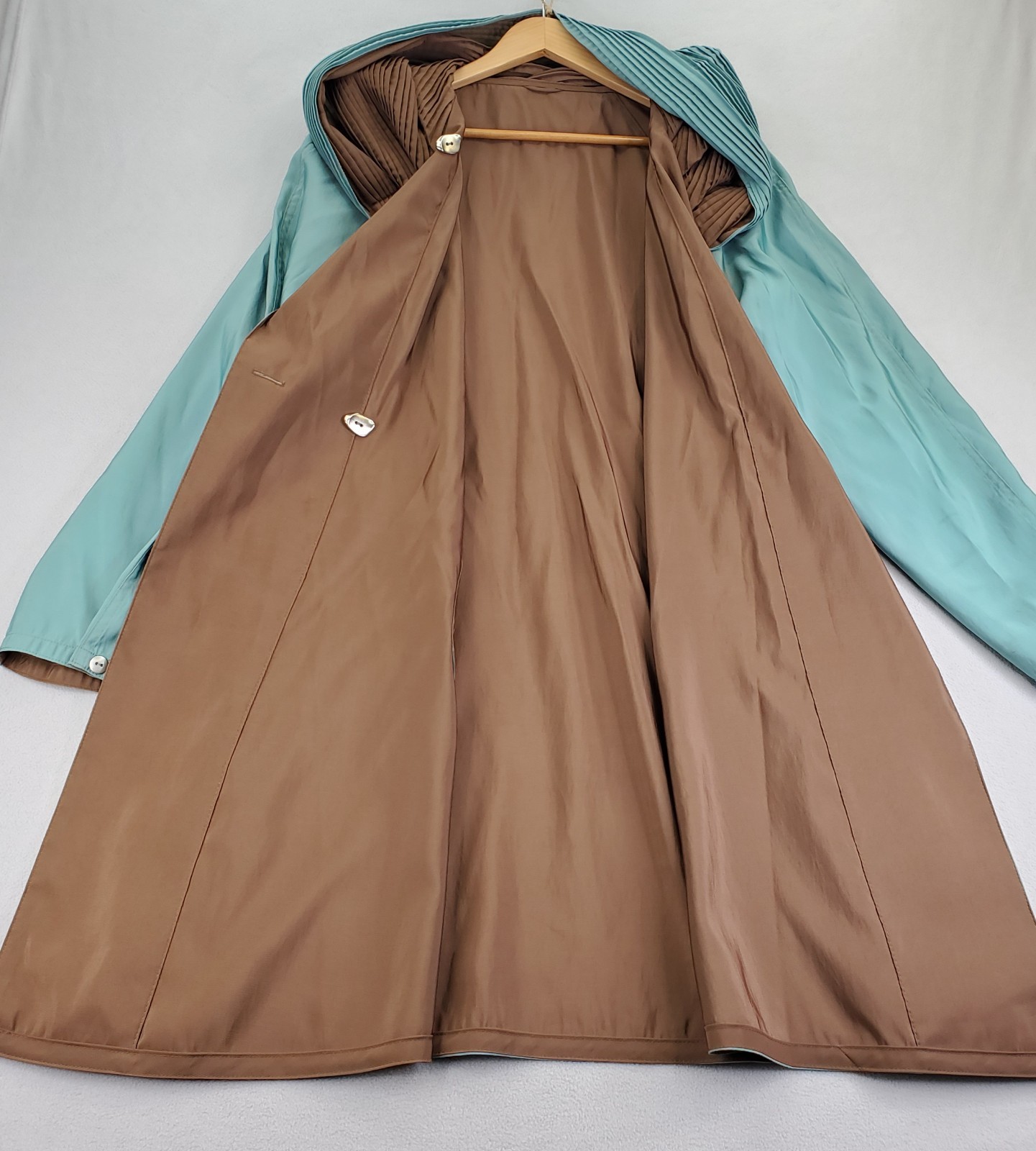 Mycra Pac Coat Womens Med to Large Blue Brown Reversible Packable Travel Jacket