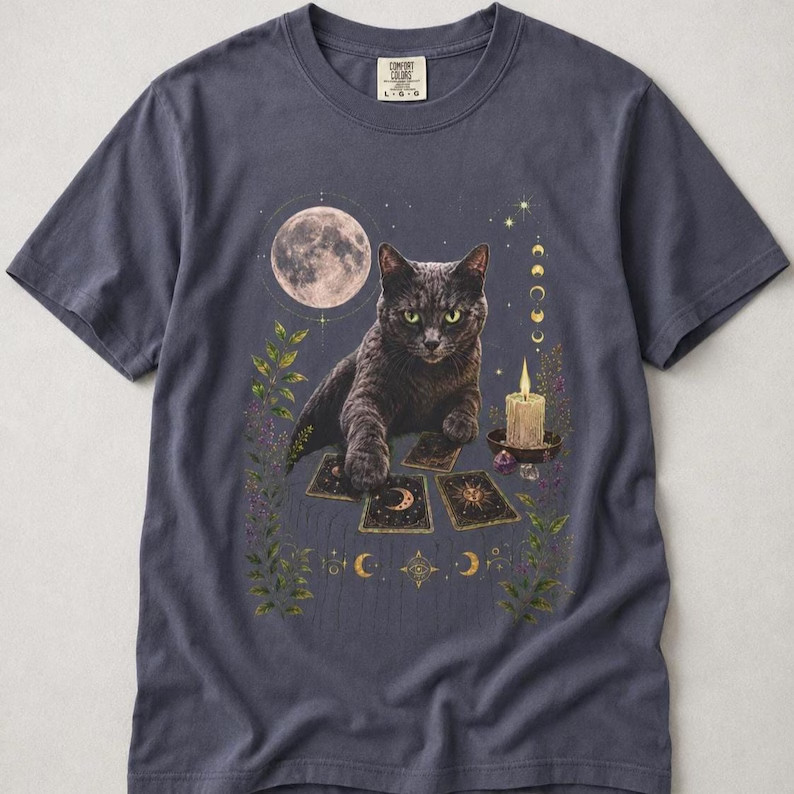 Black Cat Occult T-Shirt, Black Cat Tarot Shirt,