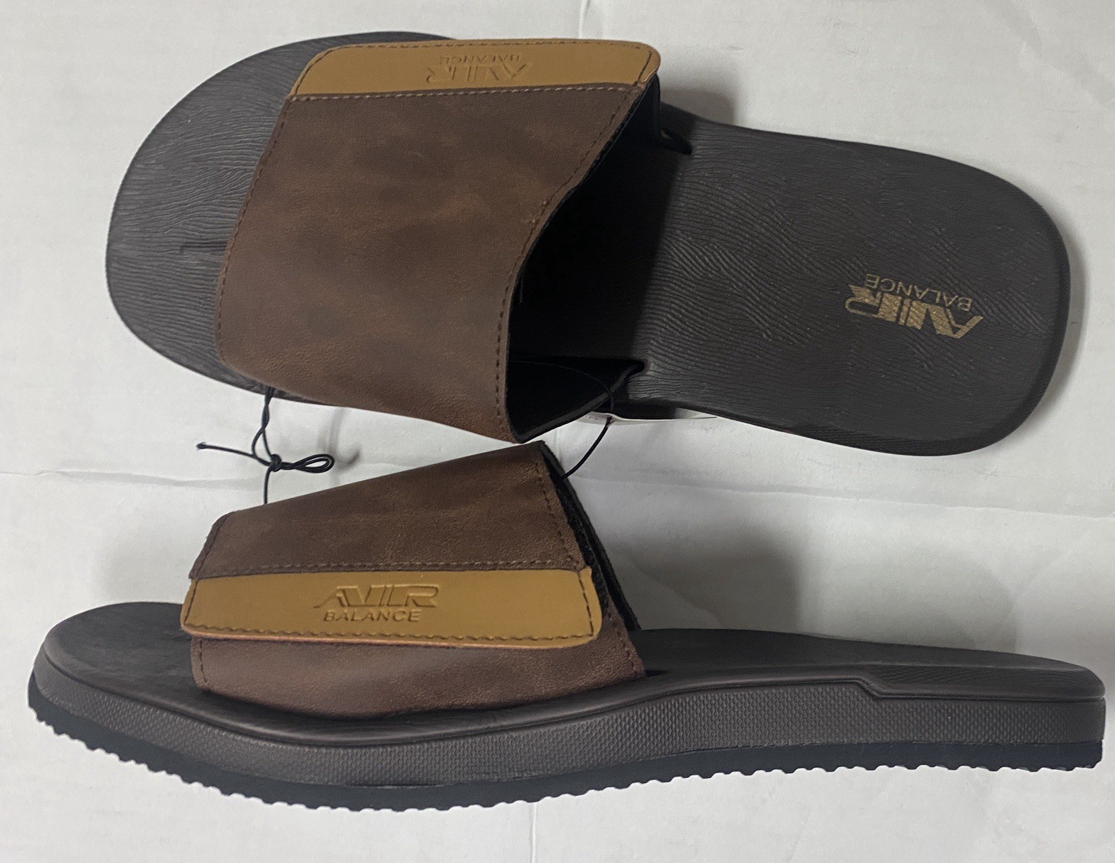 Air Balance Flip Flops Adjustable Brown Slide Sandals Men’s Size 8 9 10 11 12 13