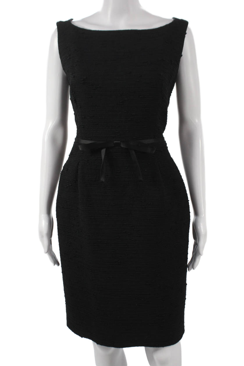 Not Available Womens Modern Black Knee Length Dress Sleeveless Boat Neck Size 8