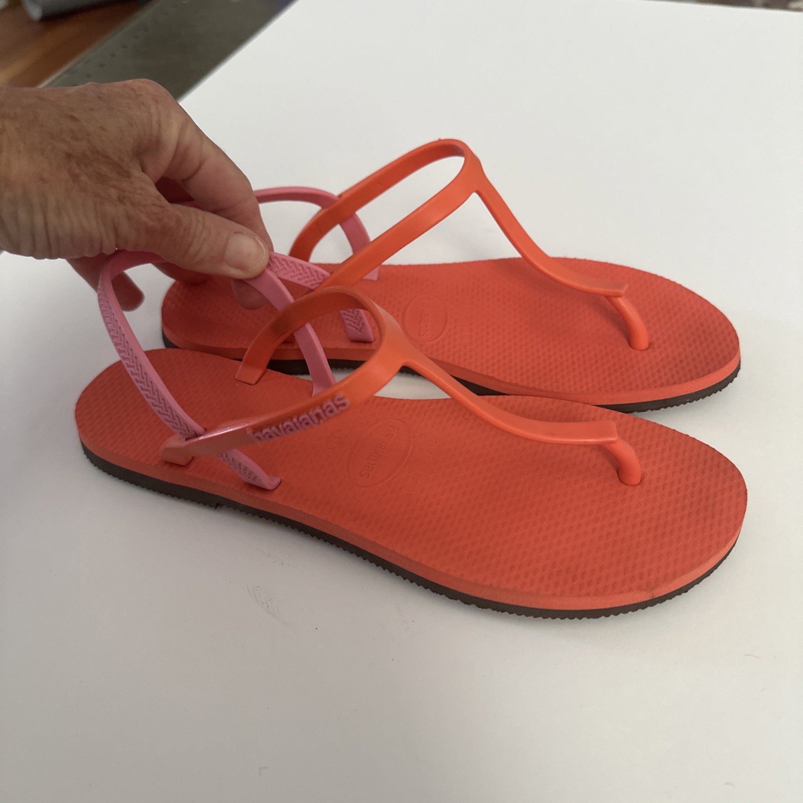 Havaianas You Paraty Pink/Orange thing Sandal Sz 7.5 Worn 1X