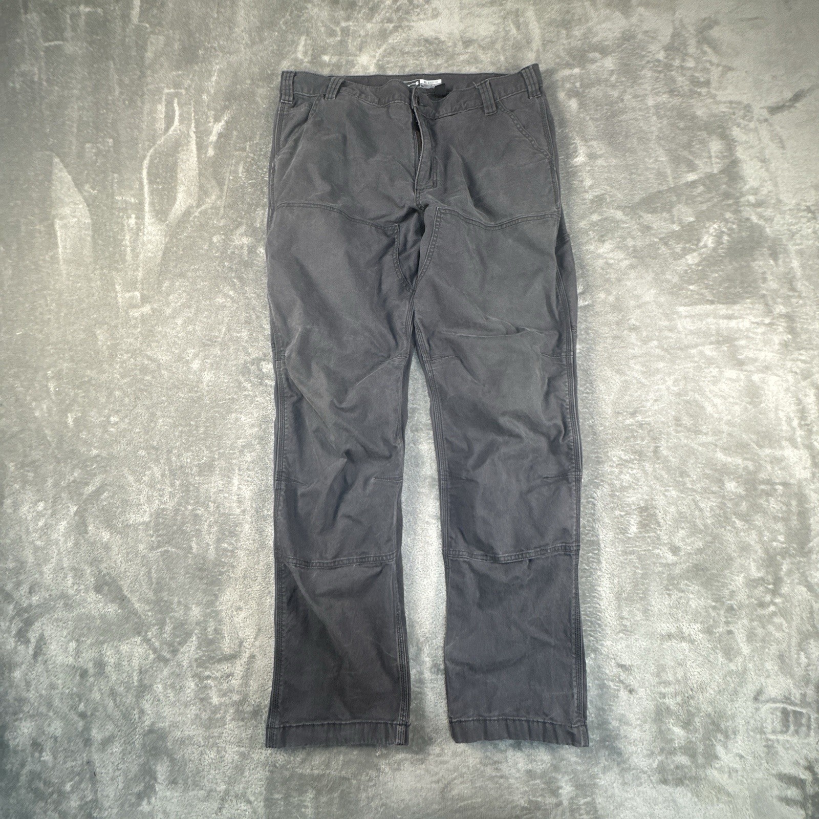 Carhartt Double Knee Work Pants Mens 38×34 Gray Rugged Flex Canvas Front Utility