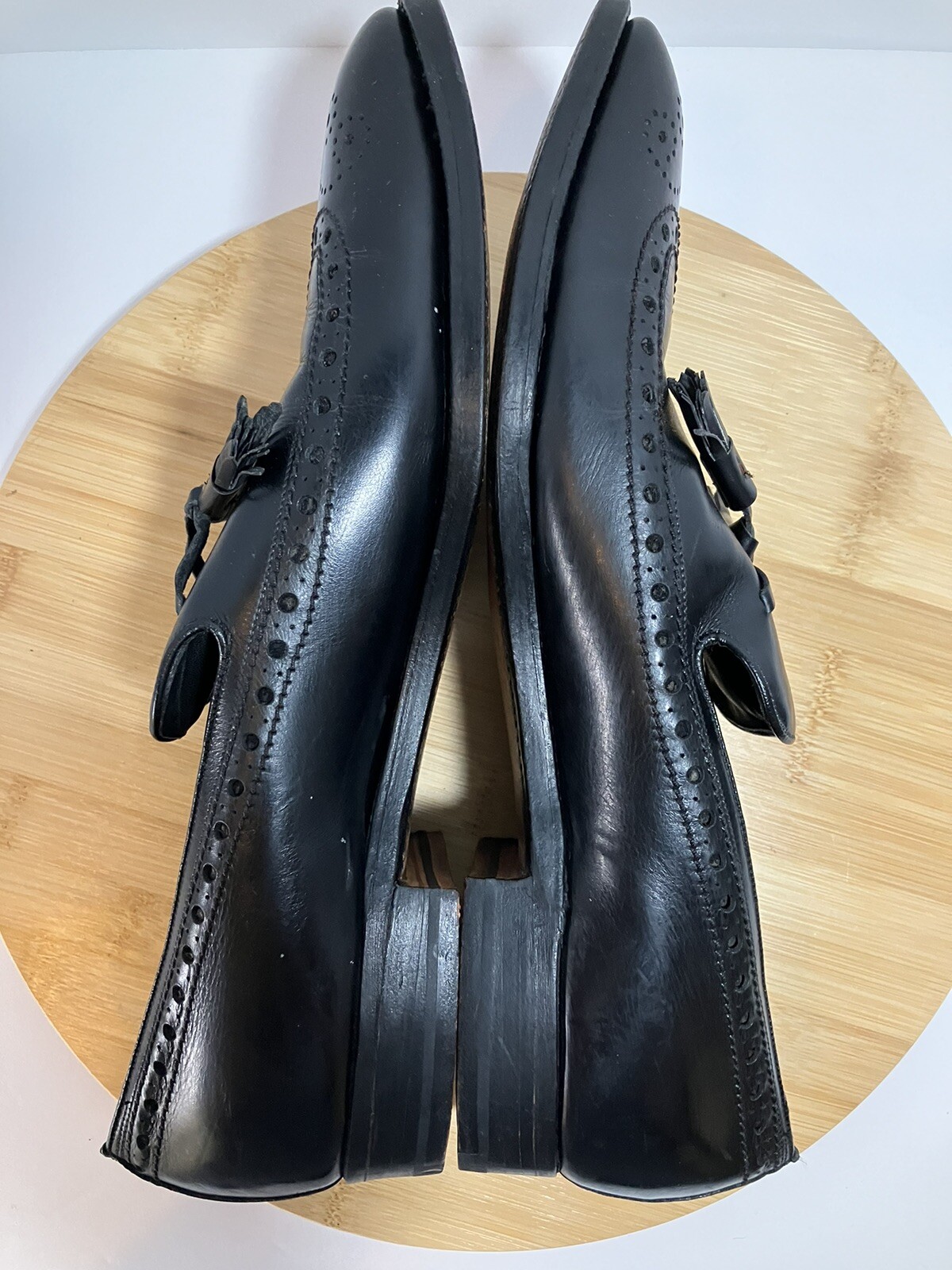 VTG Men’s FLORSHEIM Slip On Wingtip Tassel Loafers Black Leather 913306 SZ 11 C