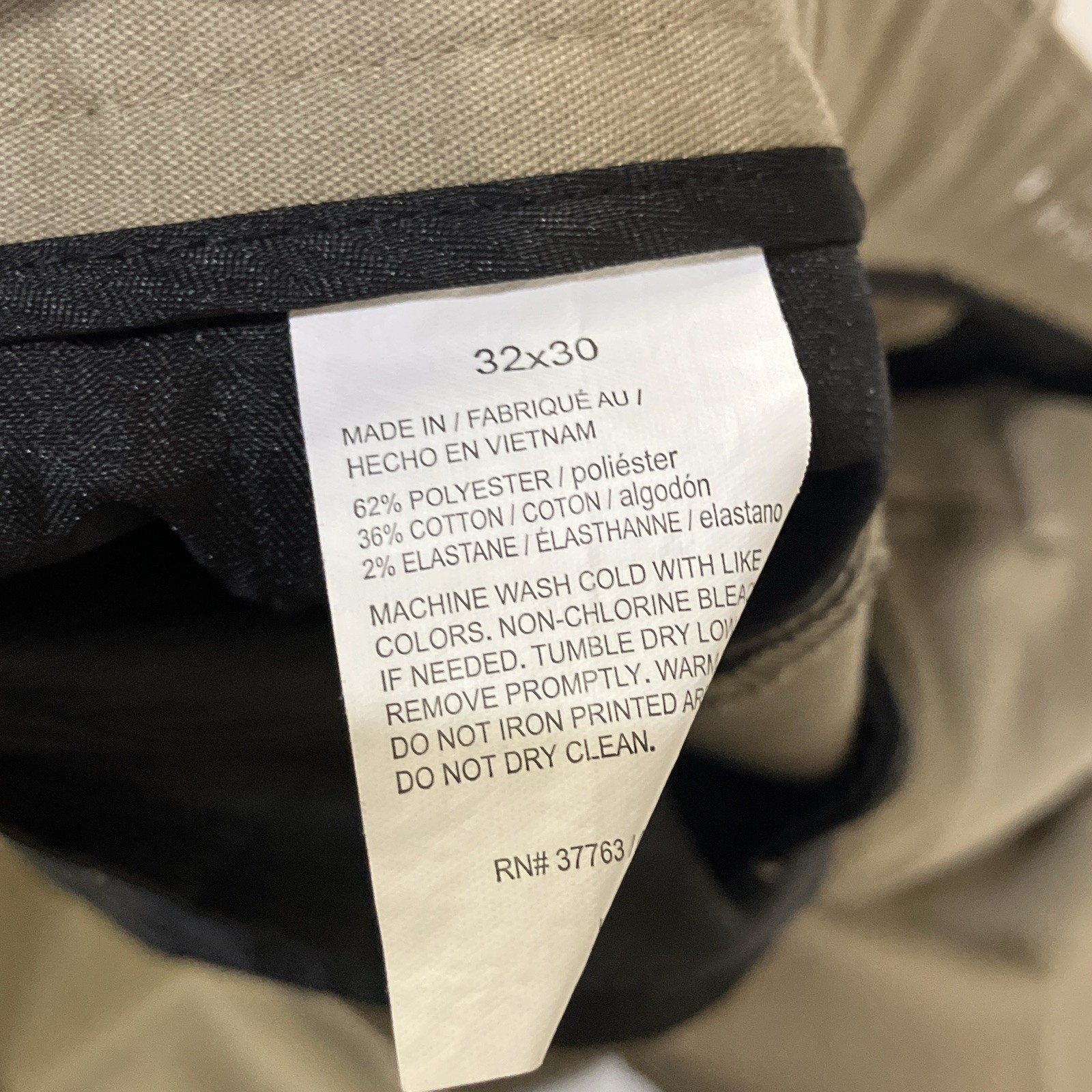 Perry Ellis Portfolio Men’s Beige Twill Chino Pants 32W Straight Leg Flat Front